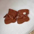 Knitted Cotton Booties - Chocolate