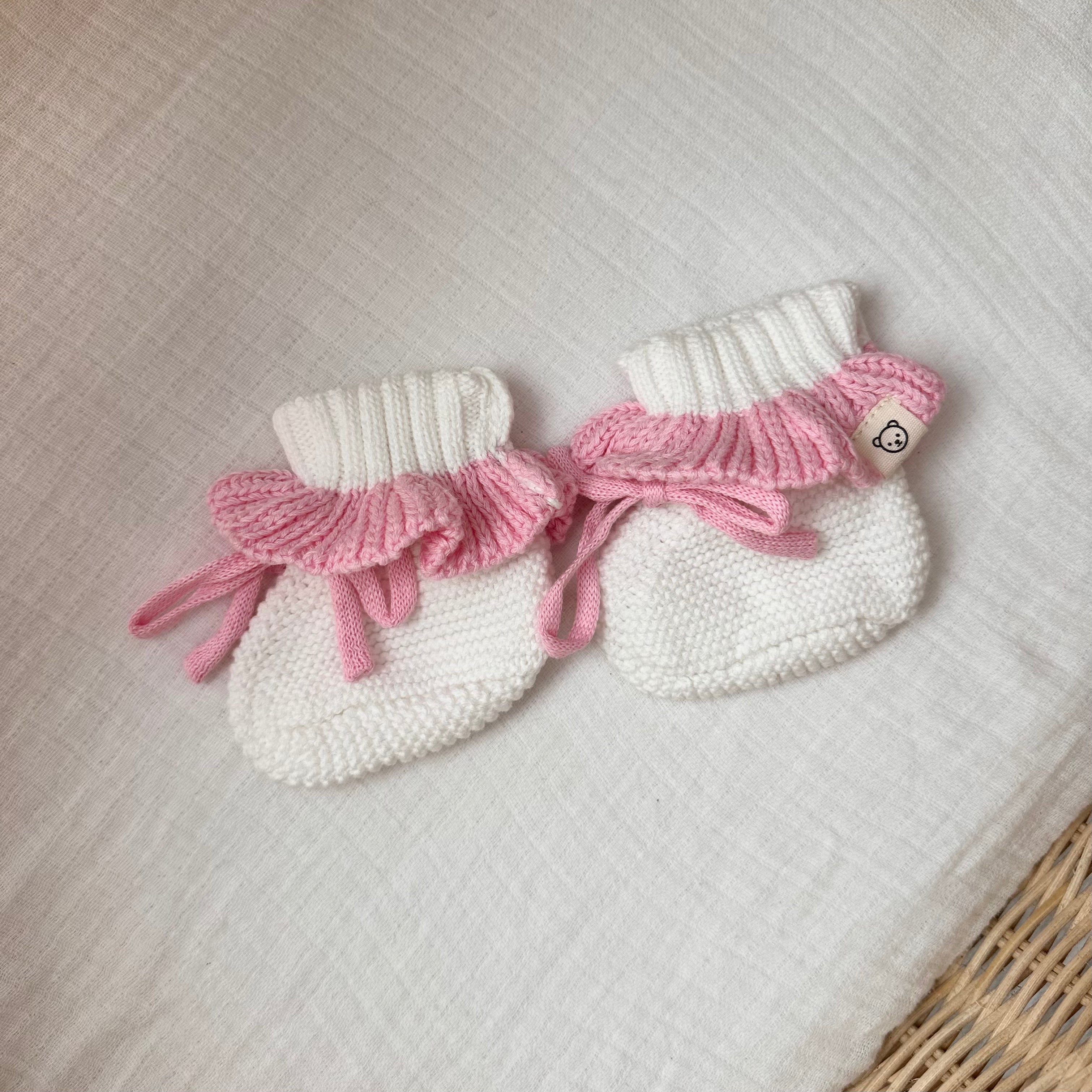 Frill Booties - White and Pink