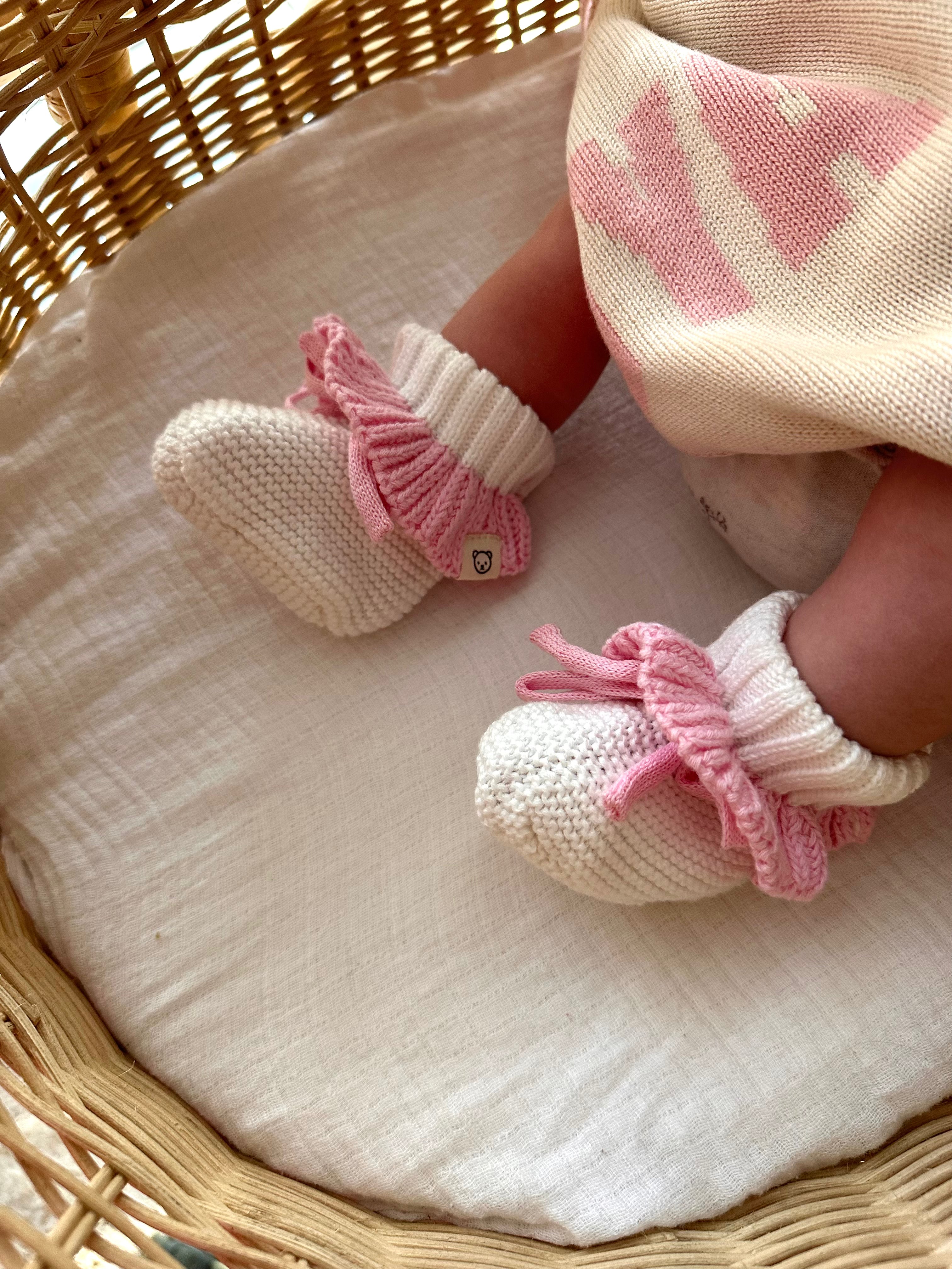Frill Booties - White and Pink