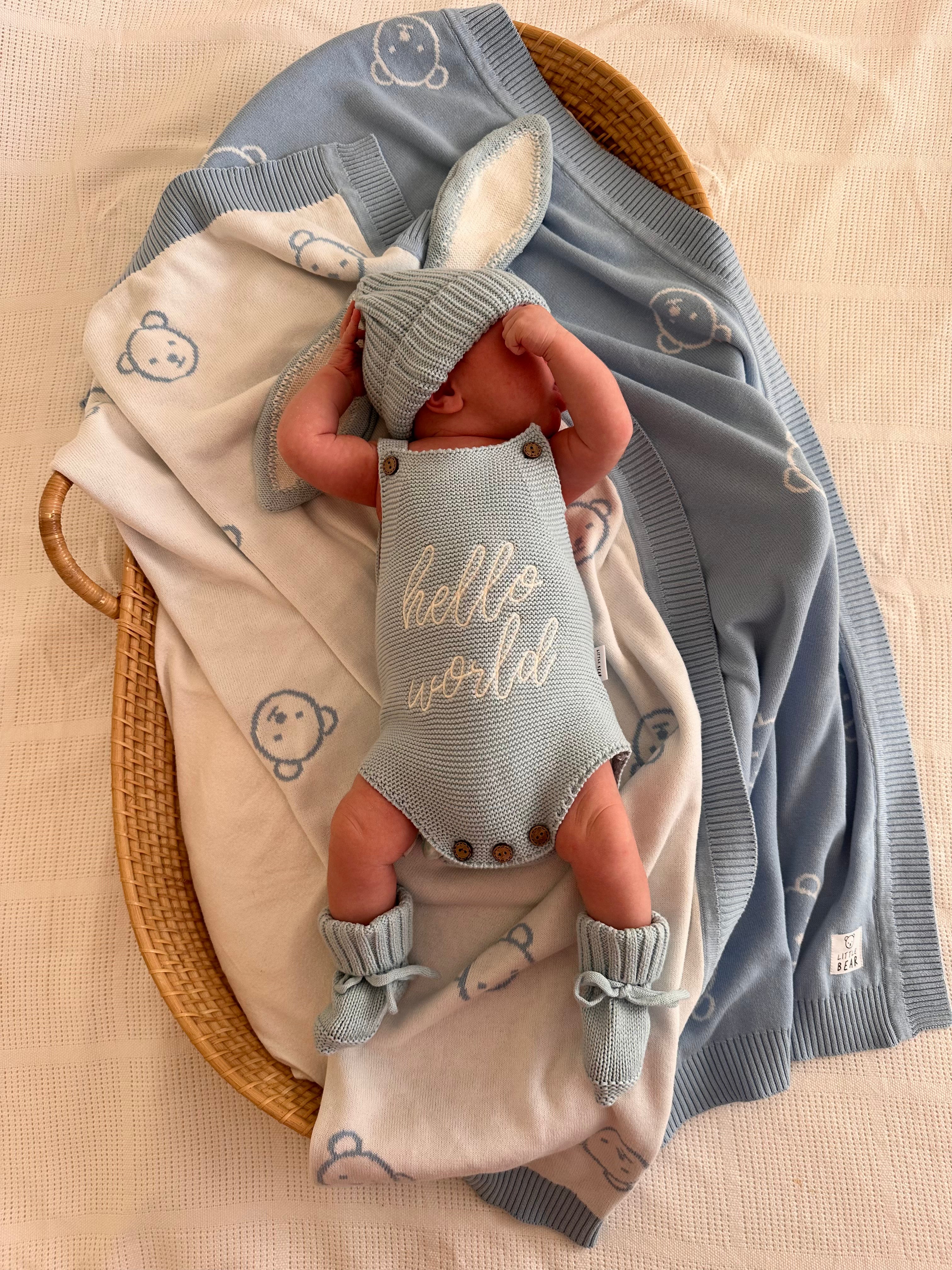 Blue Bunny "Hello World" Singlet Romper Baby Box