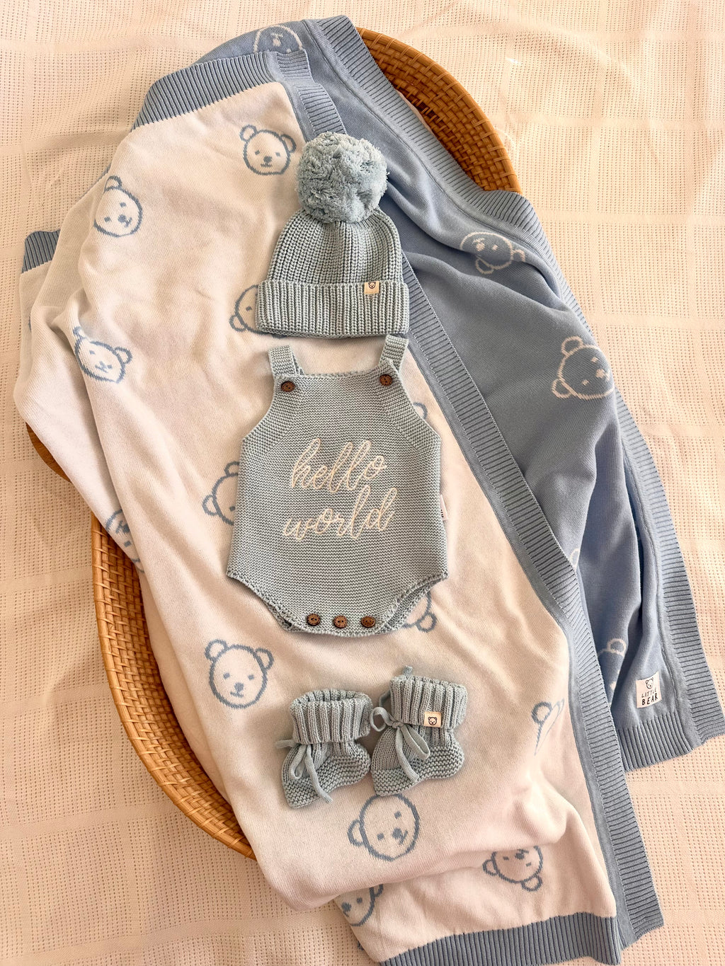 Blue "Hello World" Blanket Bundle
