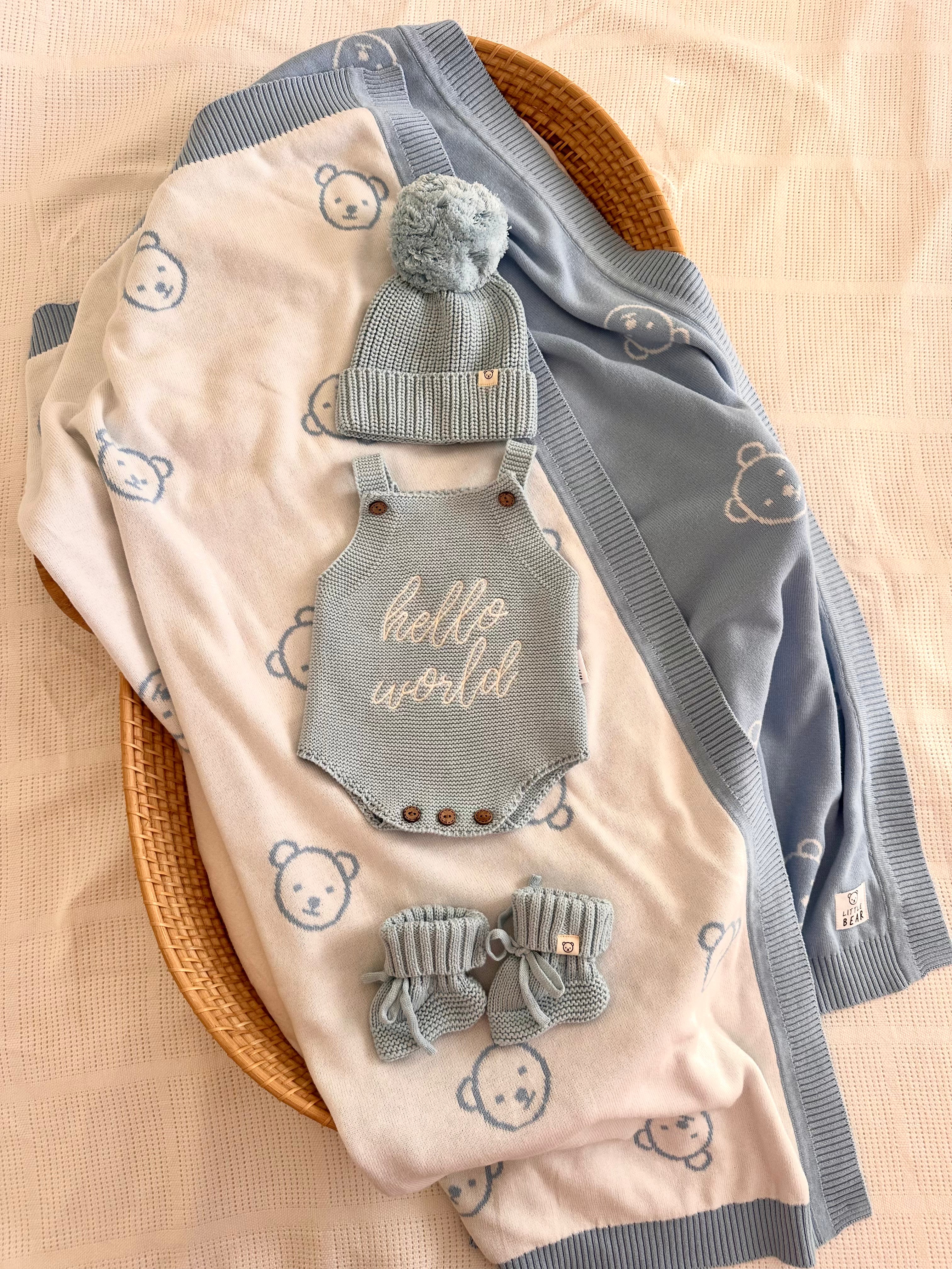Blue "Hello World" Blanket Bundle