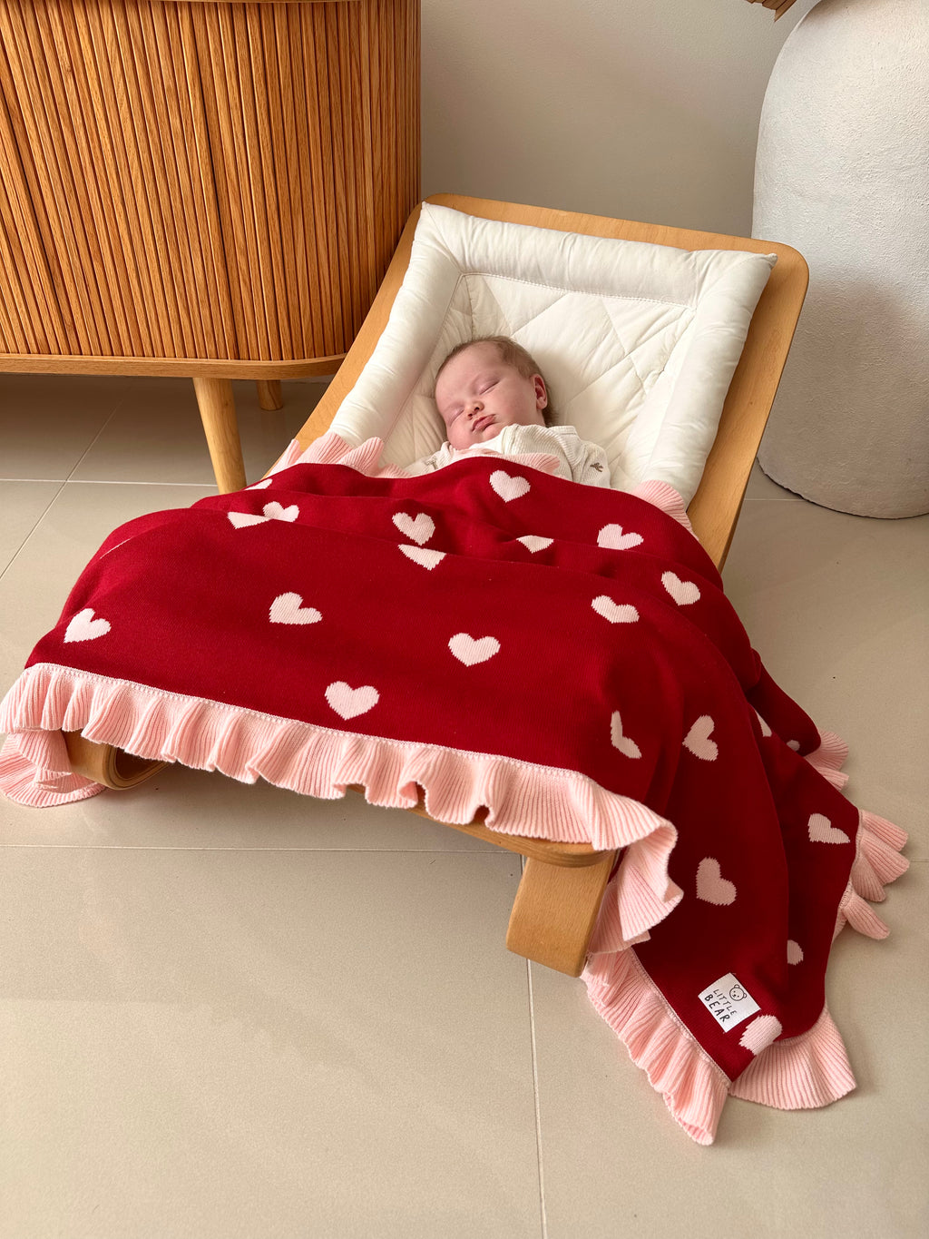 Little Love Large Reversible 100% Cotton Blanket - Red and Pink
