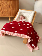 Little Love Large Reversible 100% Cotton Blanket - Red and Pink
