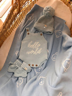 Blue "Hello World" Blanket Bundle