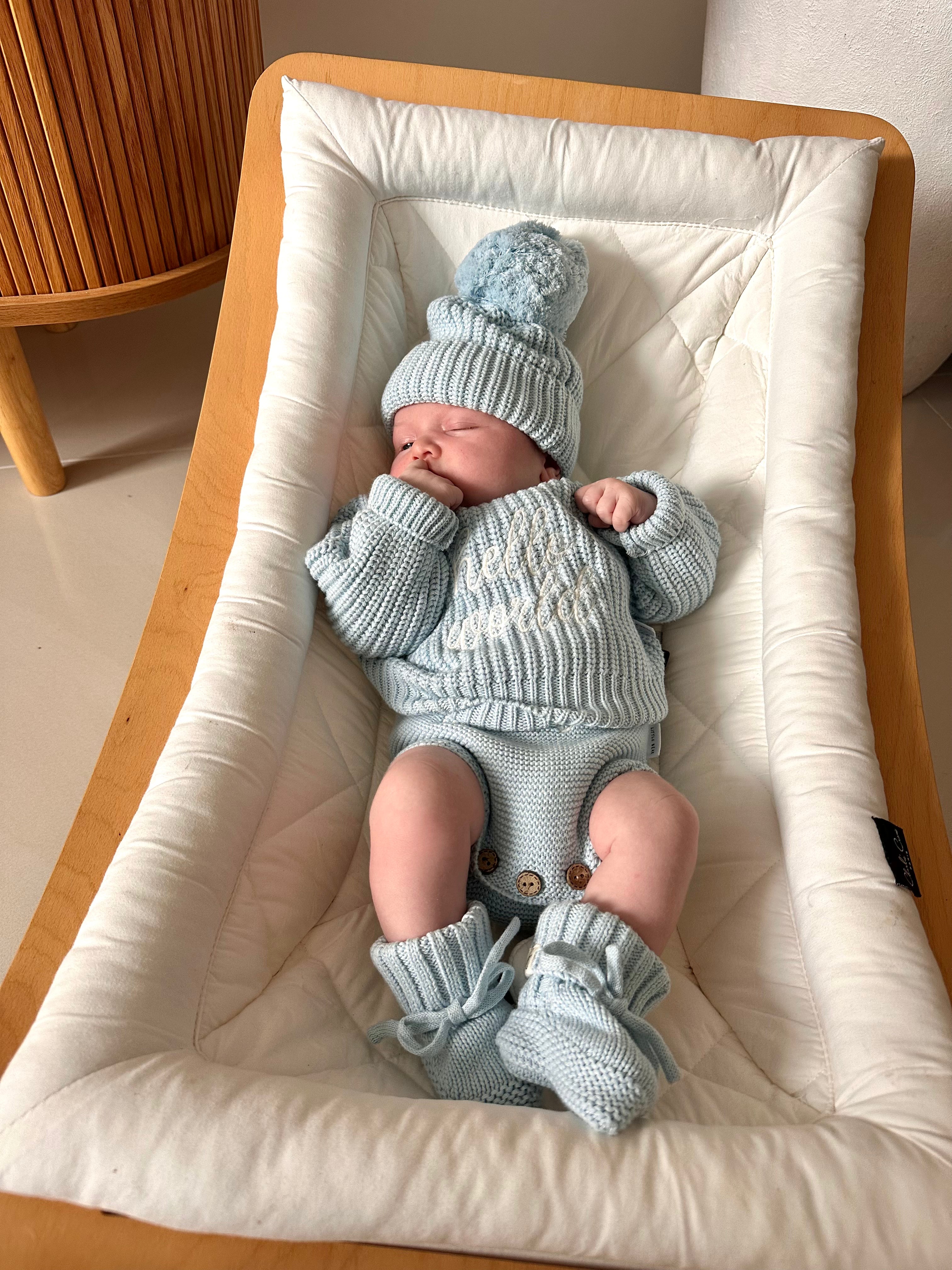 Blue "Hello World" Chunky Knit Bundle