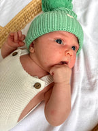 Knitted Pom Pom Beanie - Moss Green