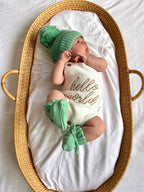 Knitted Pom Pom Beanie - Moss Green