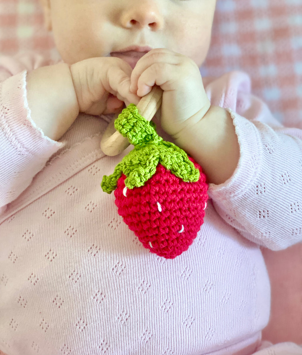Strawberry Cotton Sensory Rattle