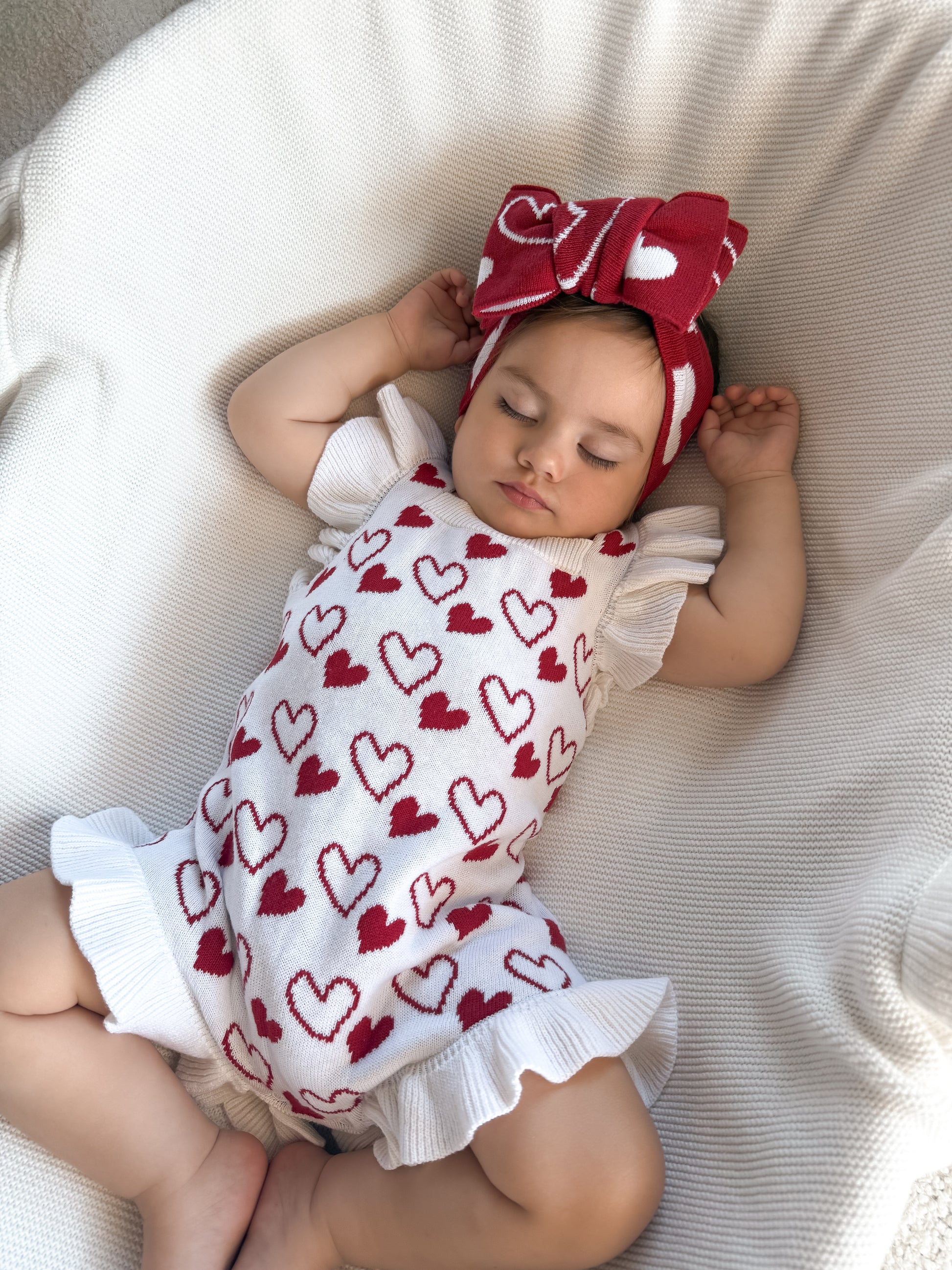 Knitted Hearts Cotton Headband