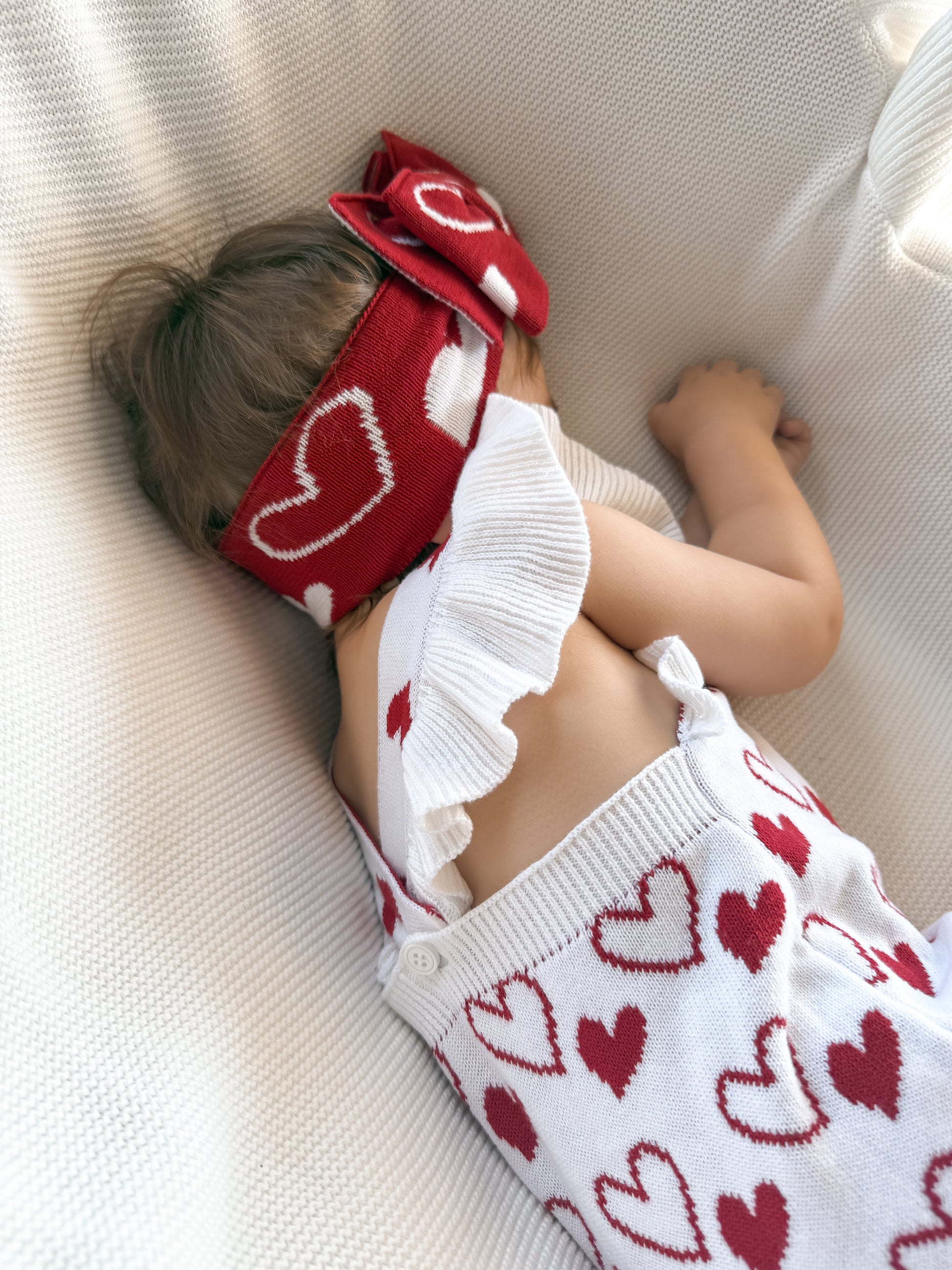 Amelie Hearts Frill Romper with Matching Headband