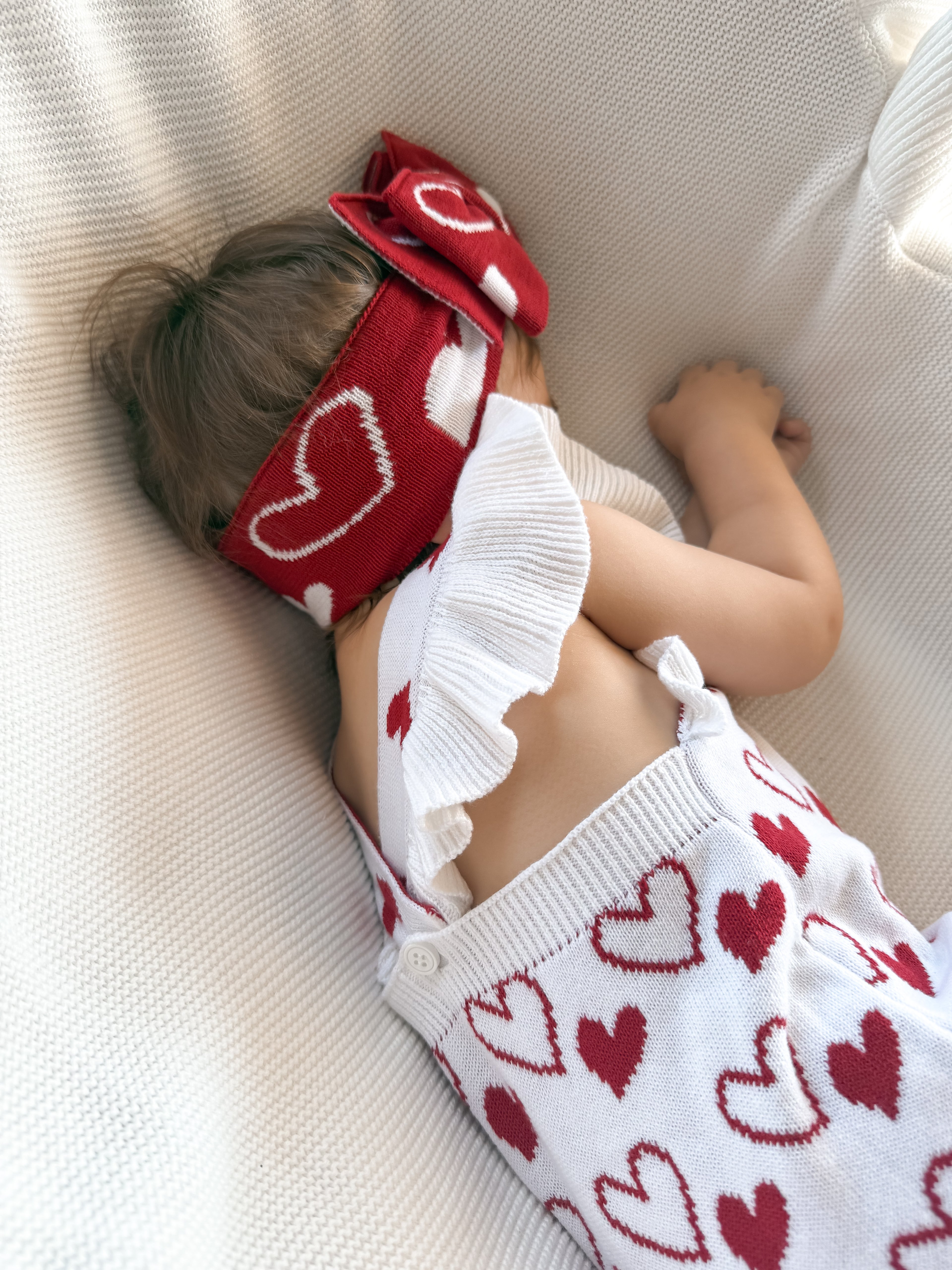 Set - Amelie Hearts Frill Romper with Matching Headband