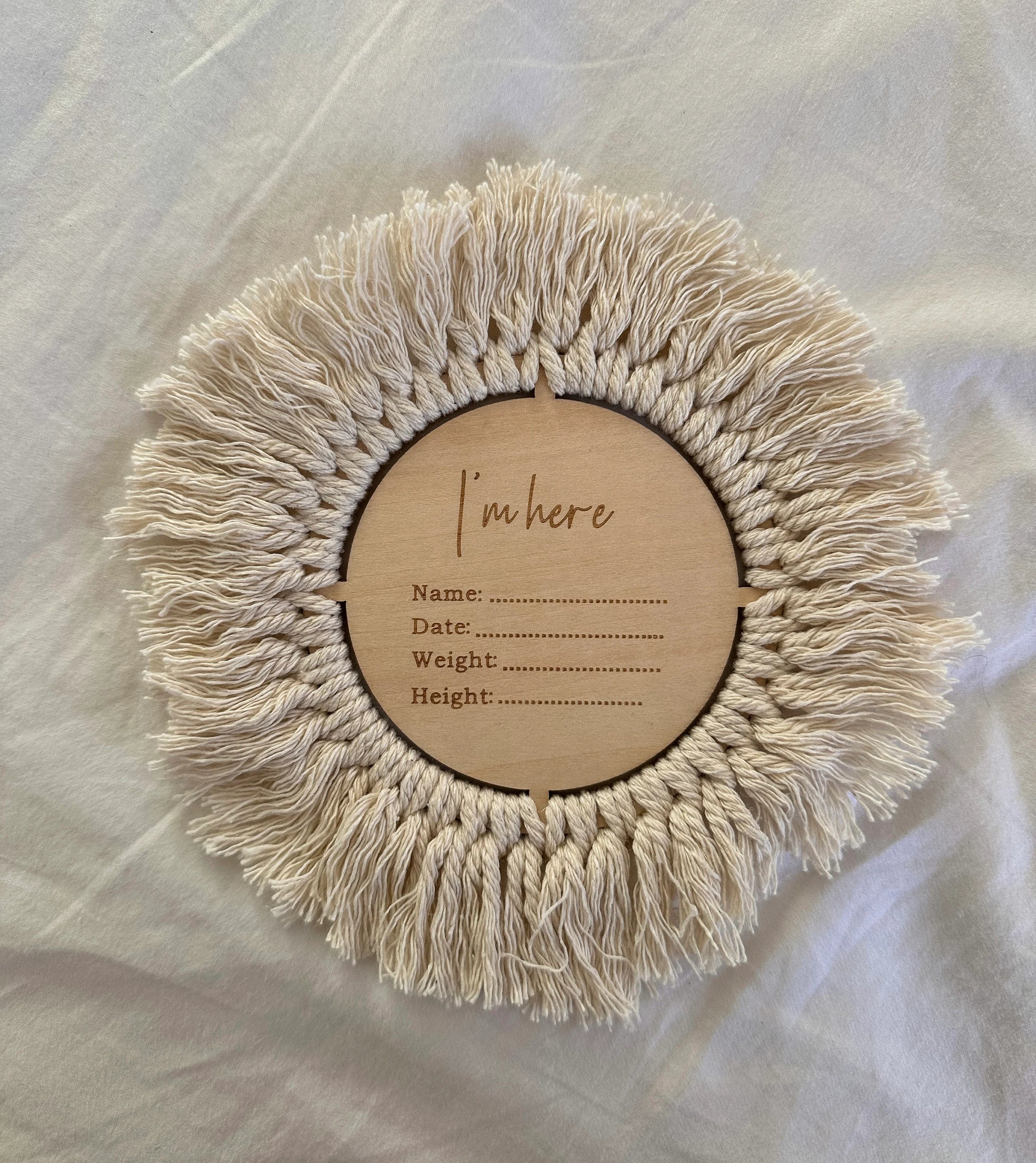 Macrame Fringe Boho Double Sided Announcement Card