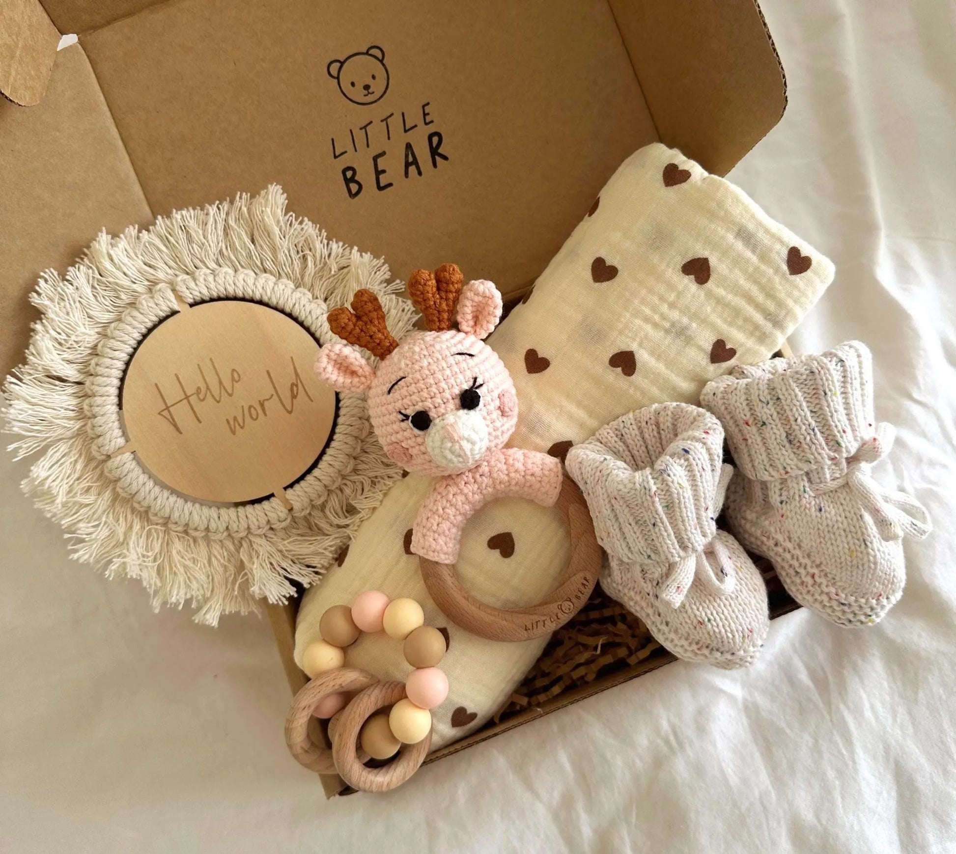 Hello World Baby Gift Deer Newborn Gift Set