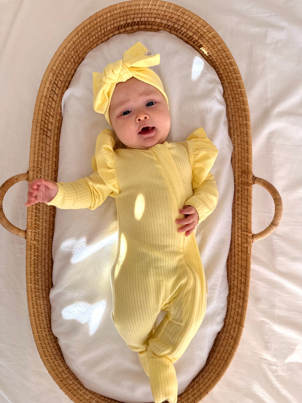 Baby Frill Onesie & Bow Headband Set  - Lemon