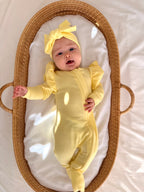 Baby Frill Onesie & Bow Headband Set  - Lemon