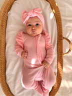 Baby Frill Onesie & Bow Headband Set  - Pink Lemonade